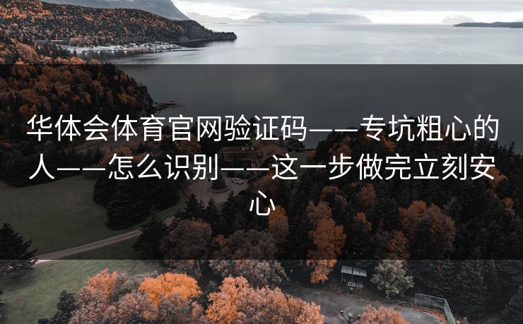 华体会体育官网验证码——专坑粗心的人——怎么识别——这一步做完立刻安心